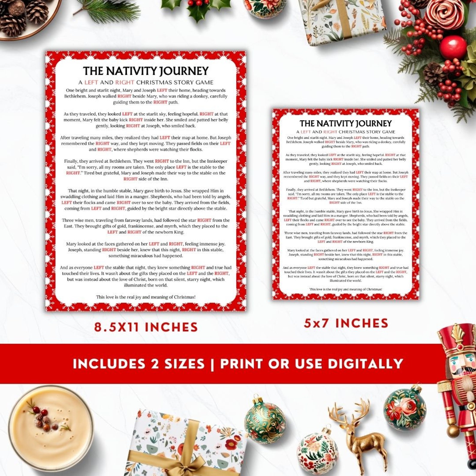 Left Right Nativity Story, Left Right Nativity Printable, Christmas Game, Bible Activity for ...