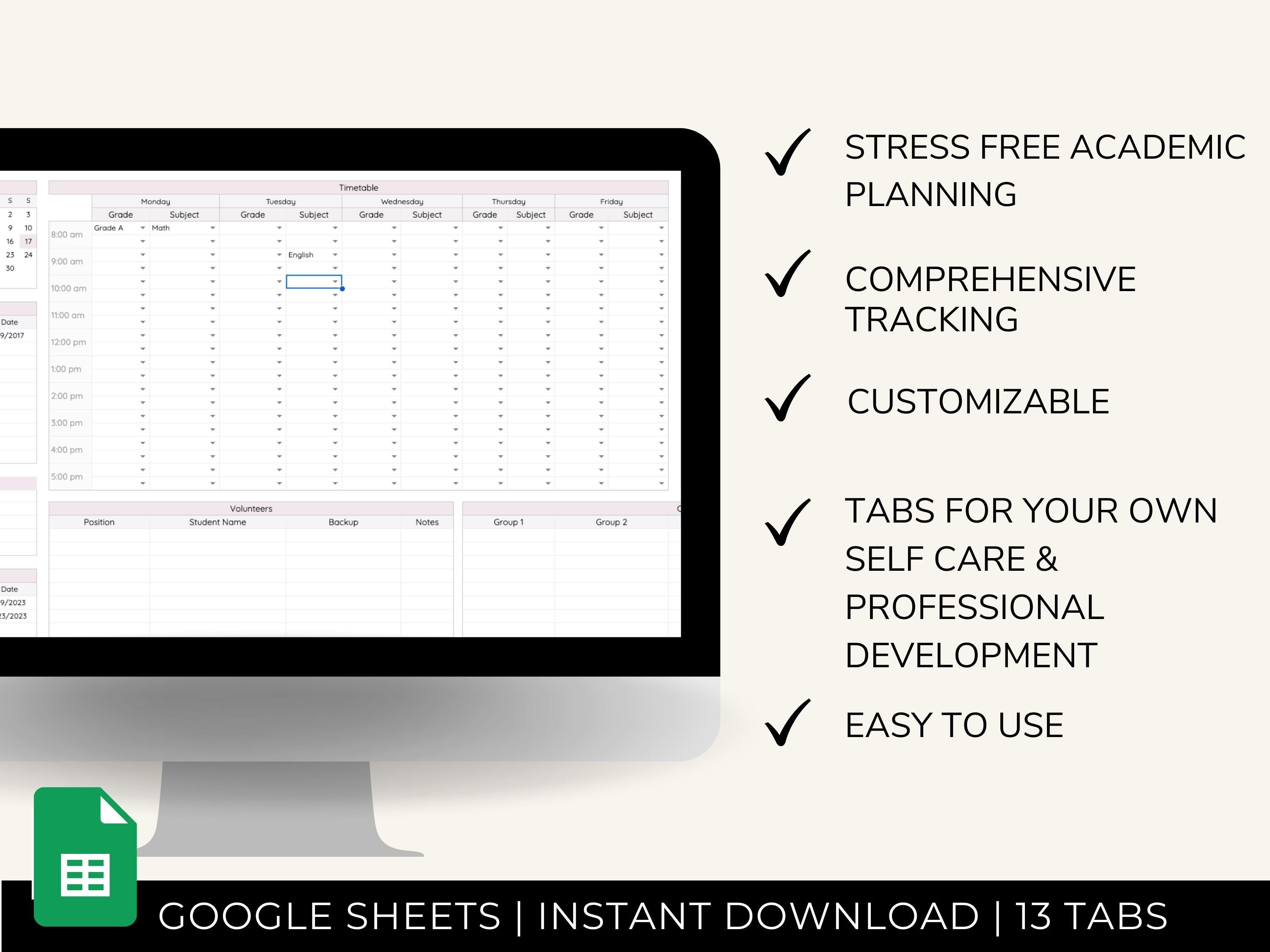 Digital Teacher Planner Google Sheets Lesson Planner & - Etsy