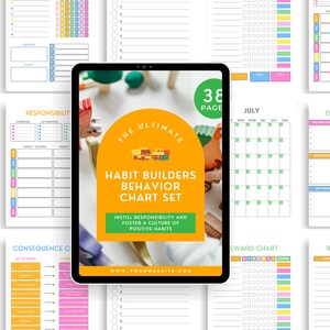 Editable Kids Chore Charts, Reward, Allowance, Screen time, School Routine, Behavior Chart, Consequences, Daily Checklist, Weekly Chores PDF