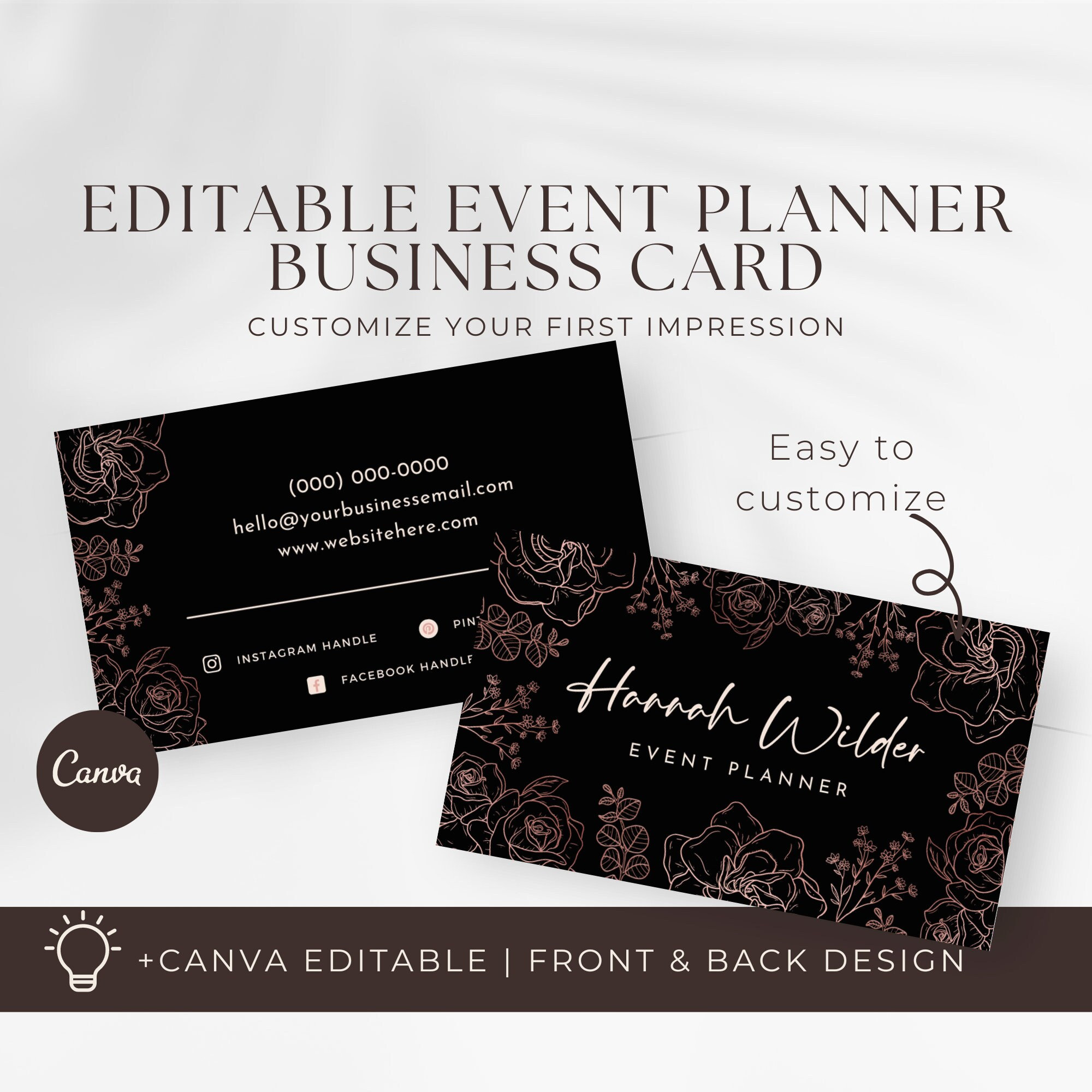 Event Planner Business Card Template Events Business Card Etsy