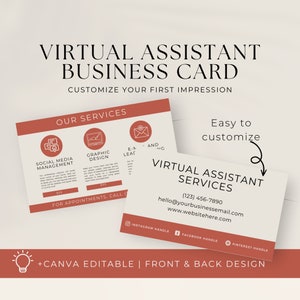 Cartão de visita de assistente virtual Canva, pacote de boas-vindas ao cliente, modelo de marketing de mídia social Va, cartões de visita pré-fabricados, postagens no Instagram