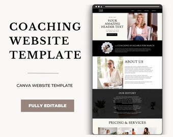 Coach Website Template: Canva Editable Sales Page (Digital Download)