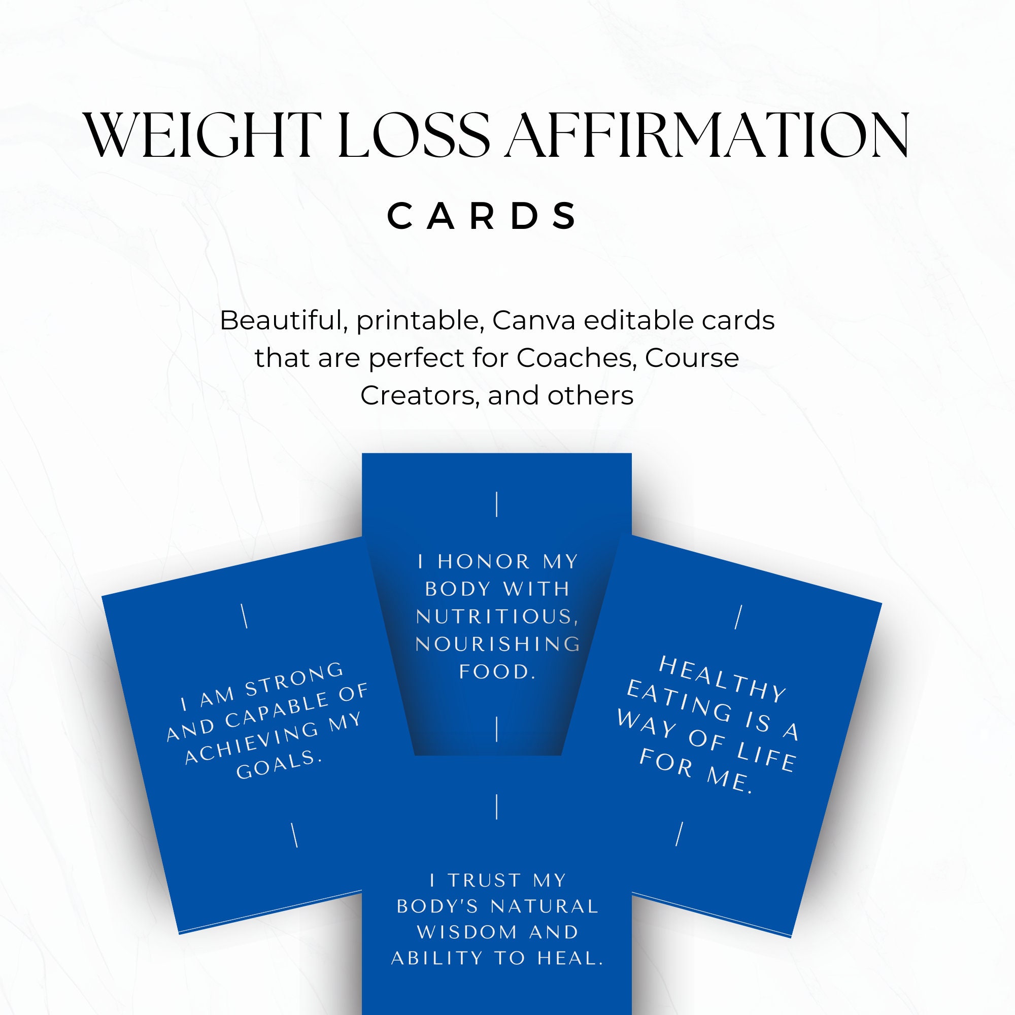 Weight Loss Affirmation Cards, Canva Editable Affirmation Cards, Weight