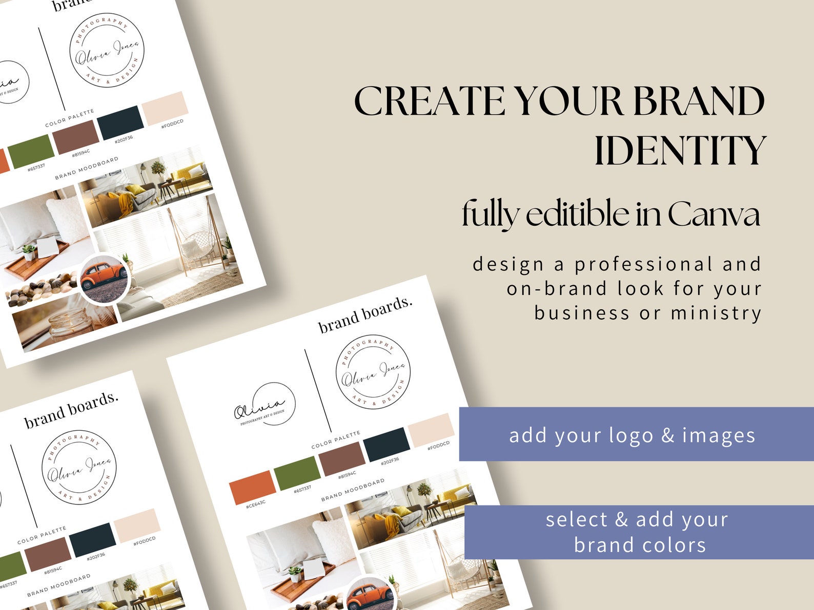 Brand Kit Template Mood Board Canva Template Mini Brand - Etsy