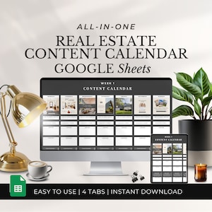 Content Calendar Google Sheets, Calendar Spreadsheet, Real Estate Social Media Marketing, Content Planner Template, Instagram Planner