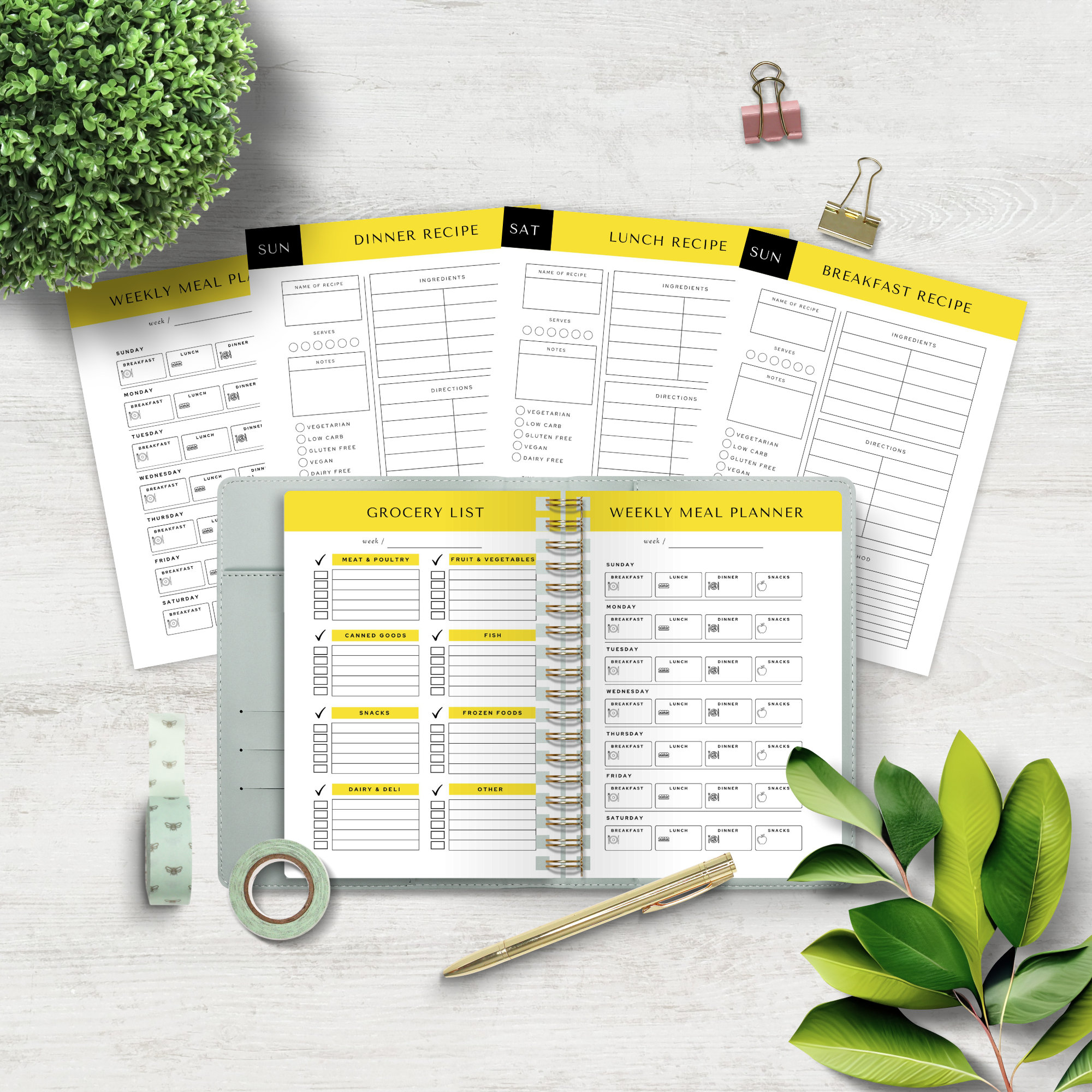 Meal Plan Printable Happy Planner, Food Planner, Weekly Menu Planner ...