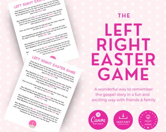 Left Right Easter Bible Story Game: Canva Editable (PDF)