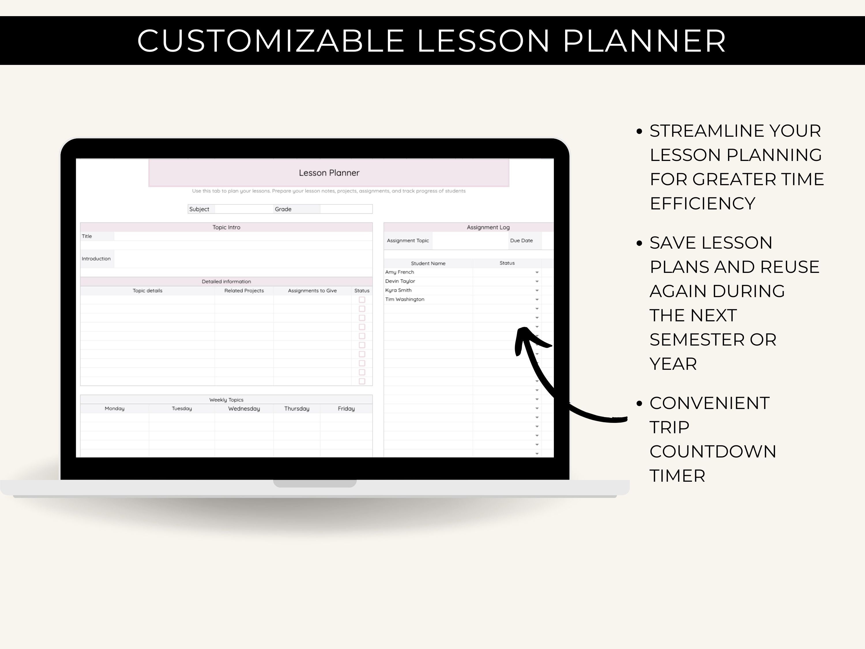 Digital Teacher Planner Google Sheets Lesson Planner & - Etsy