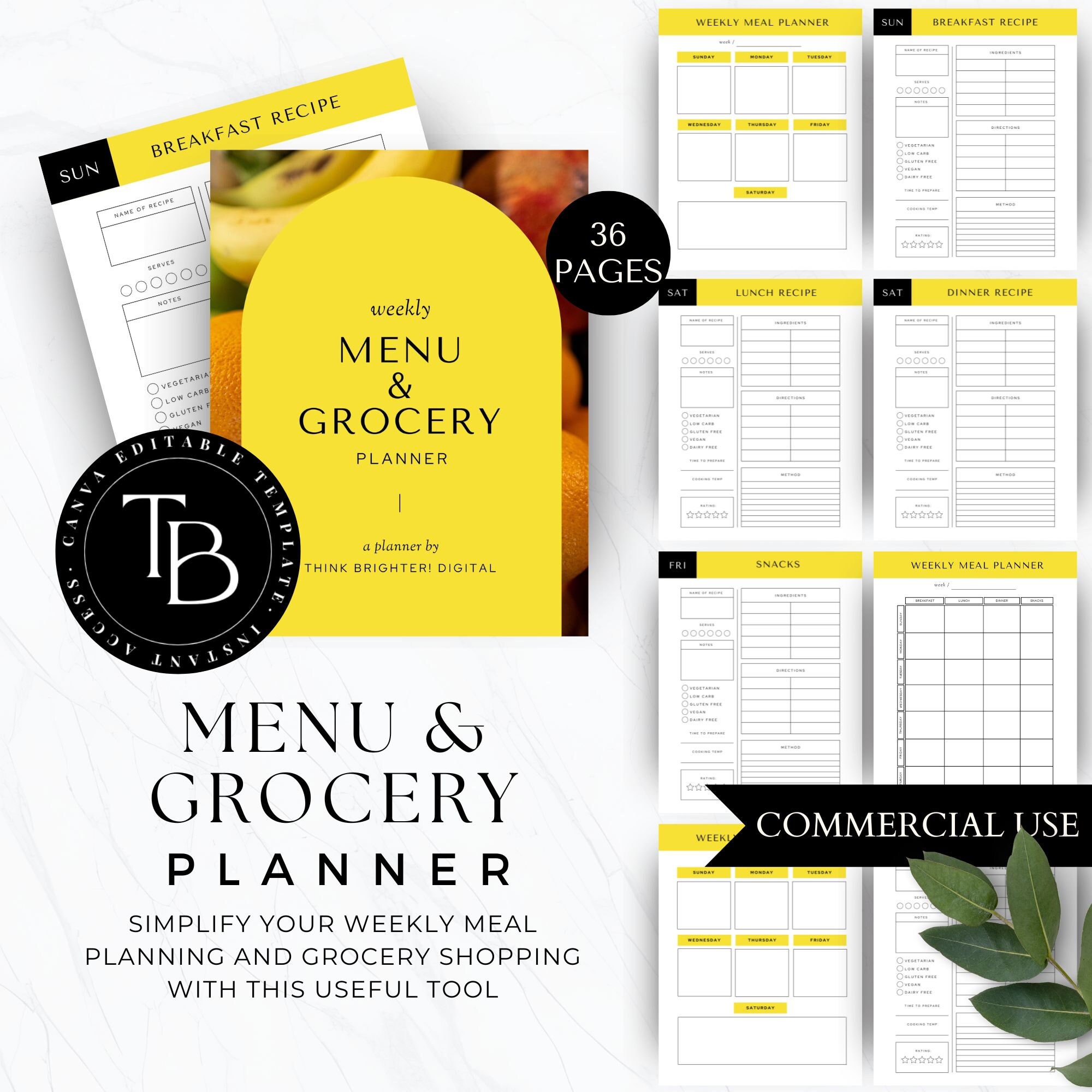 Meal Plan Printable Happy Planner, Food Planner, Weekly Menu Planner ...