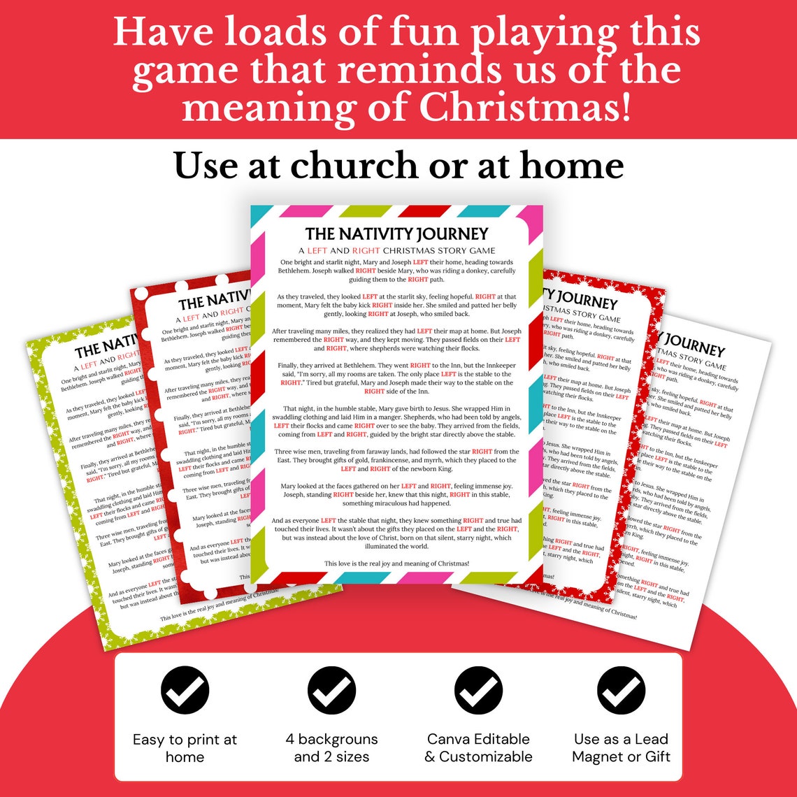 Nativity Story A Left Right Christmas Game, Right Left Christmas, Pass ...