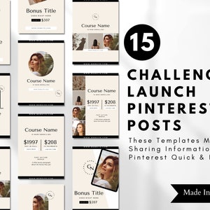 Launch Pinterest Templates, Challenge Pinterest Graphics, Pinterest Pins, Course, Workshop,  Challenge Promotion, Challenge Launch Graphics