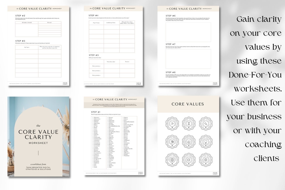 Core Values Worksheet, SW - Etsy