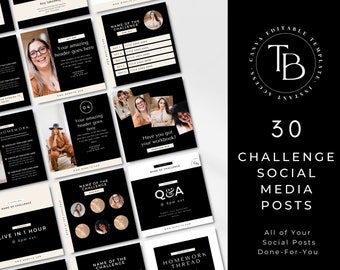 Challenge Social Media Post, 5-Day Challenge Templates, Canva Template, Instant Download