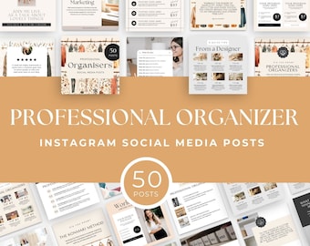 Professional Organizer Instagram Posts: Canva Templates (50 Posts)