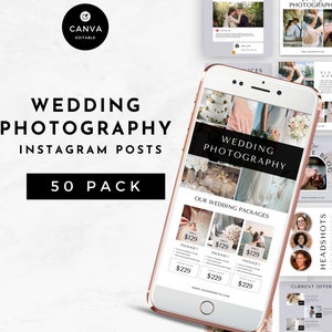 Wedding Photography Instagram Templates: Editable Canva Posts