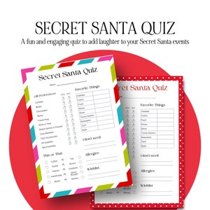 Geheimnis Santa Fragebogen für Weihnachten, Geschenk Börse zum ausdrucken, Secret Santa Form, Secret SantaUmfrage für Arbeit, Canva bearbeitbare Wunschliste