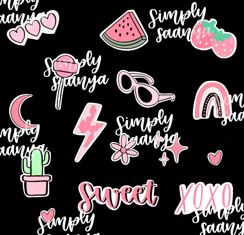 Sticker Pink Print Digital Pink Stickers Pack Printable - Etsy