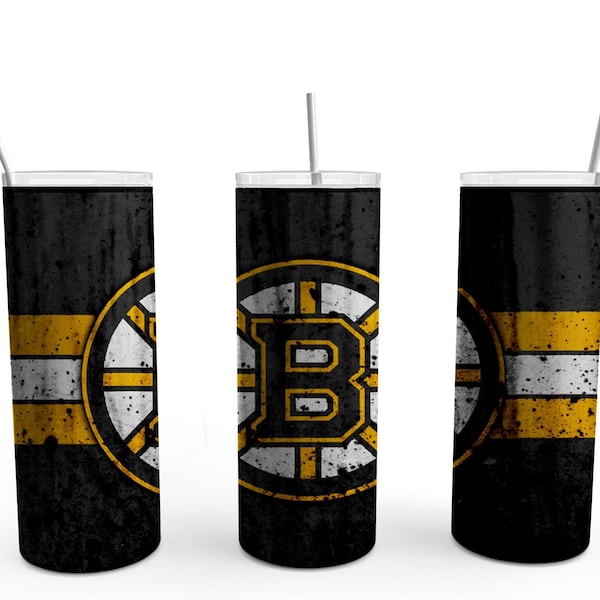 Boston Hockey Tumbler, Distressed Tumbler Design, Skinny Tumbler, Hockey Tumbler, Hockey Fan, Boston Fan Gifts