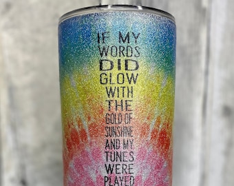 Grateful Dead Inspired Ripple Tumbler, Glitter Tumbler, 30oz Insulated Tumbler