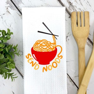 Send Noods Waffle Weave Dish Towel, Funny Dish Towels, Kitchen Towels