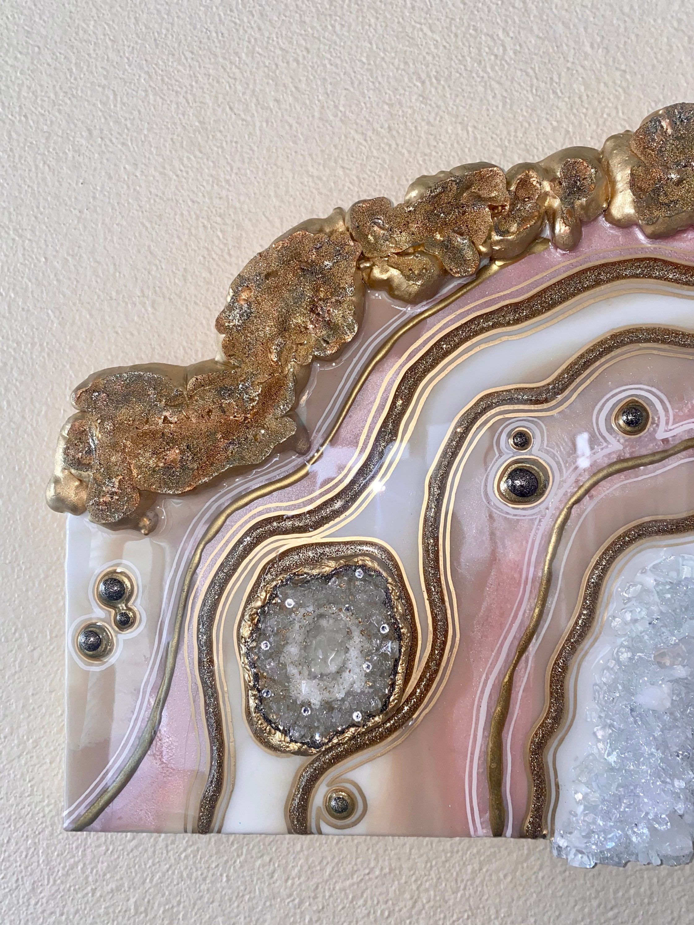 Geode resin wall art agate shape pink wall art wall décor Etsy