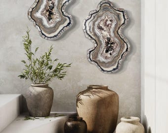 Geode resin wall art, geode resin art, agate geode painting, resin art, wall décor, home décor,luxury, resin geode, glass wall art, 2pc