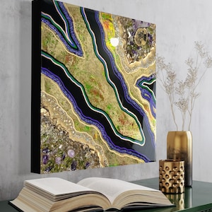Gold Geode Resin Wall Art: Amethyst Stone Accent