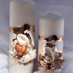 Concrete candles/ crystals and gold leaf/decorative/ geode candles/wedding candles