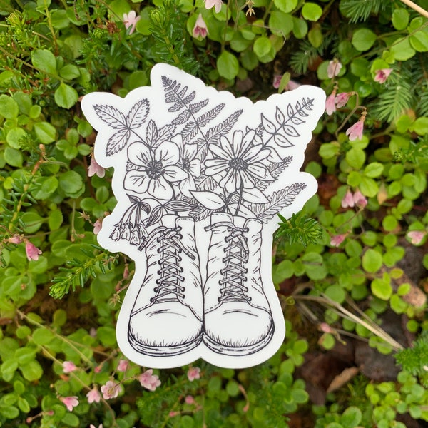 Hiking boots & Wildflowers sticker