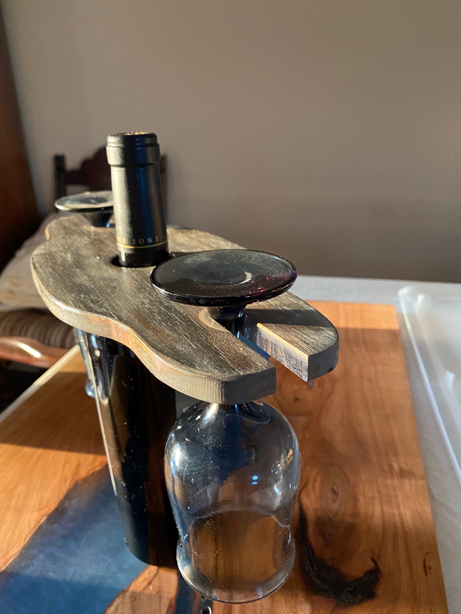 teak wine bottle holder