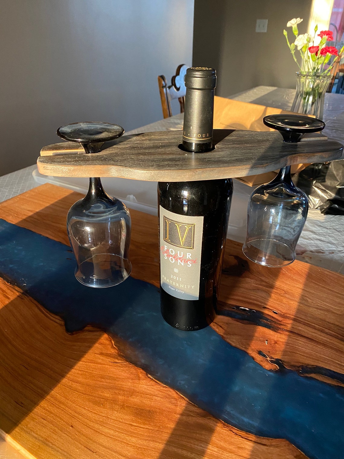 teak wine bottle holder