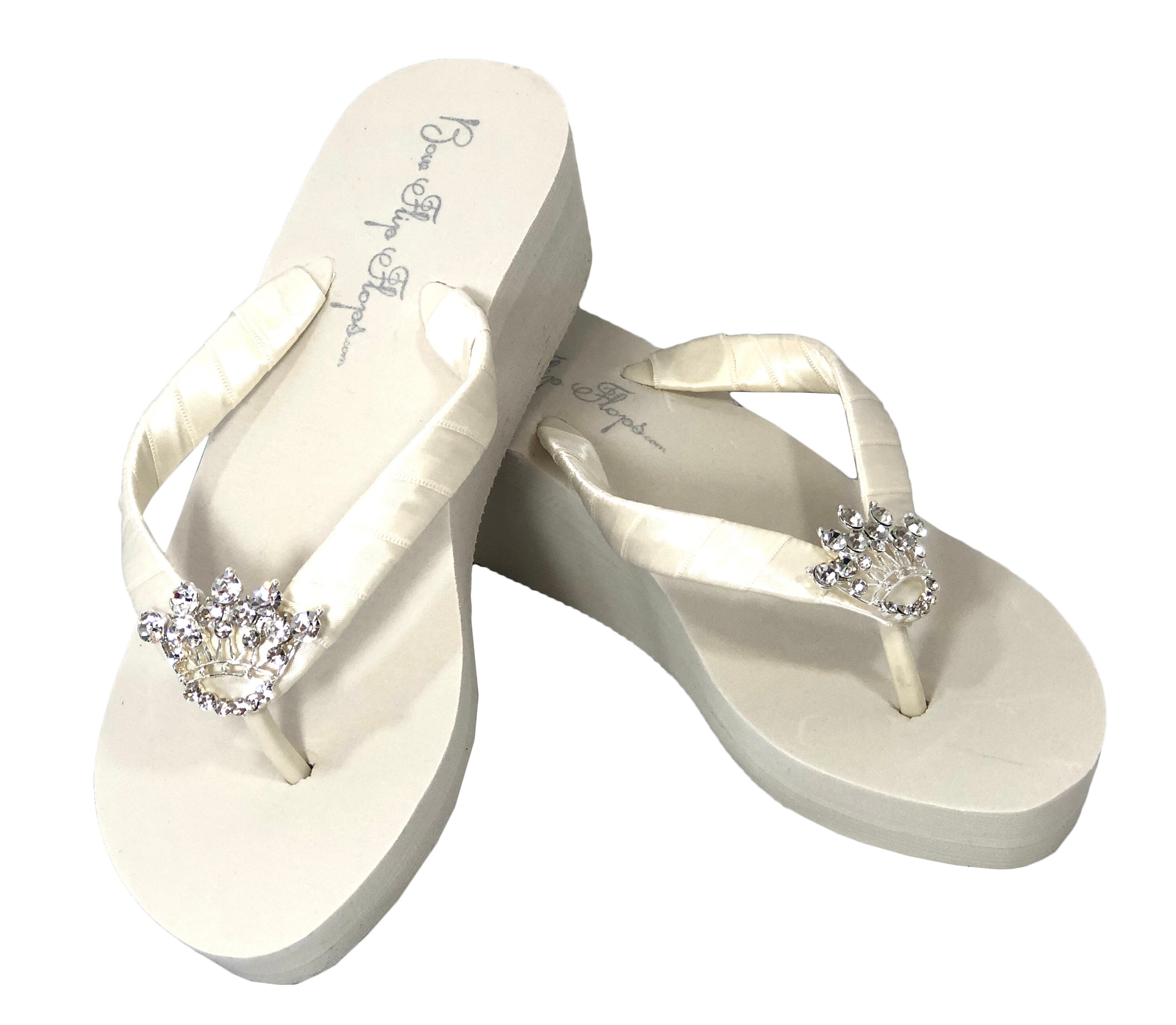 High Wedge White or Ivory Flip Flop Platform Sandals Emerald | Etsy