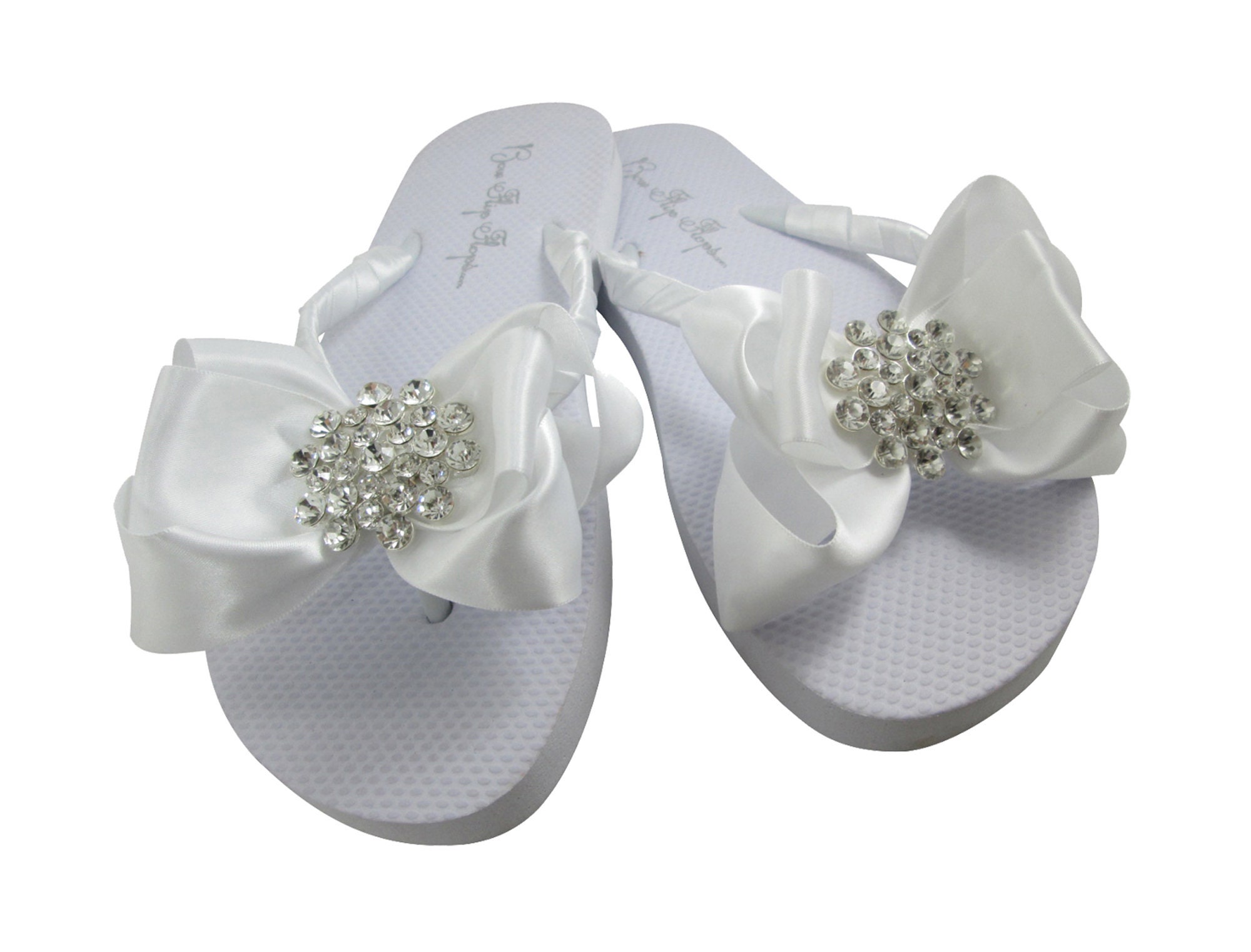 Jewel Bow Flip Flops Flat or Heel Bridal Wedding Sandals | Etsy