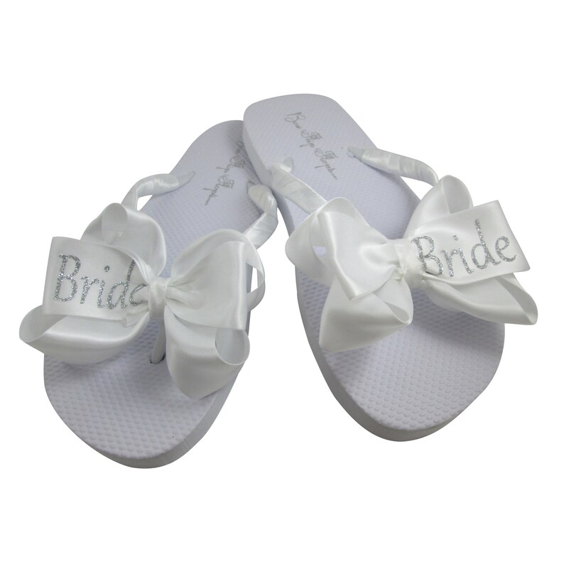 glitter bow flip flops