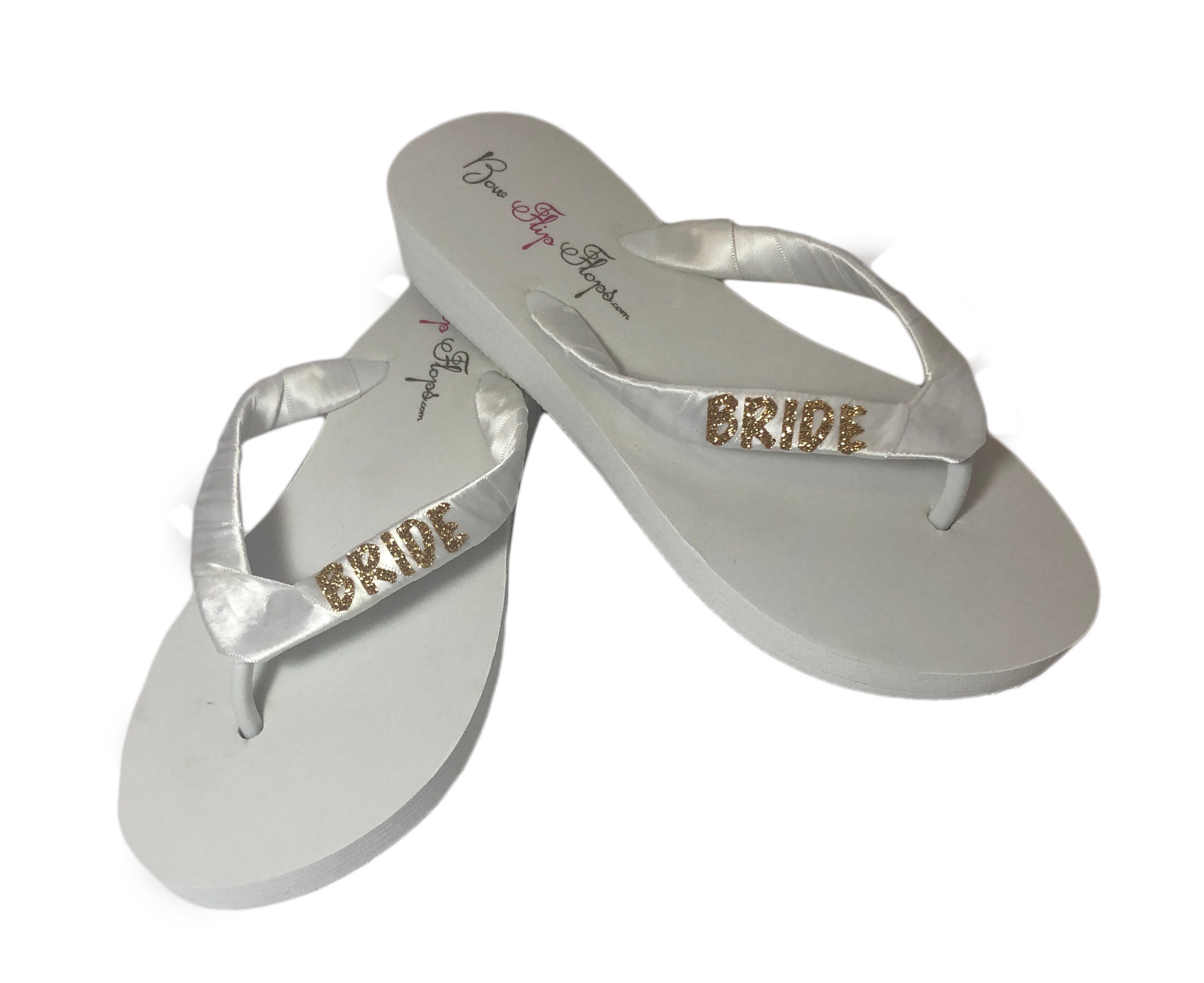 white bling wedding flip flops