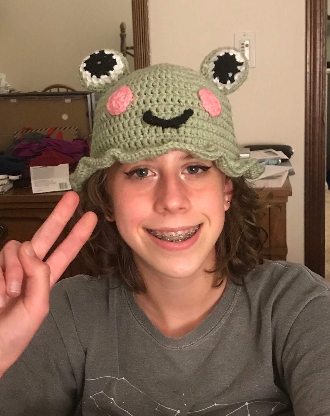 Frog Bucket Hat Cute Bucket Hat Frog Hat Green Bucket Hat Etsy