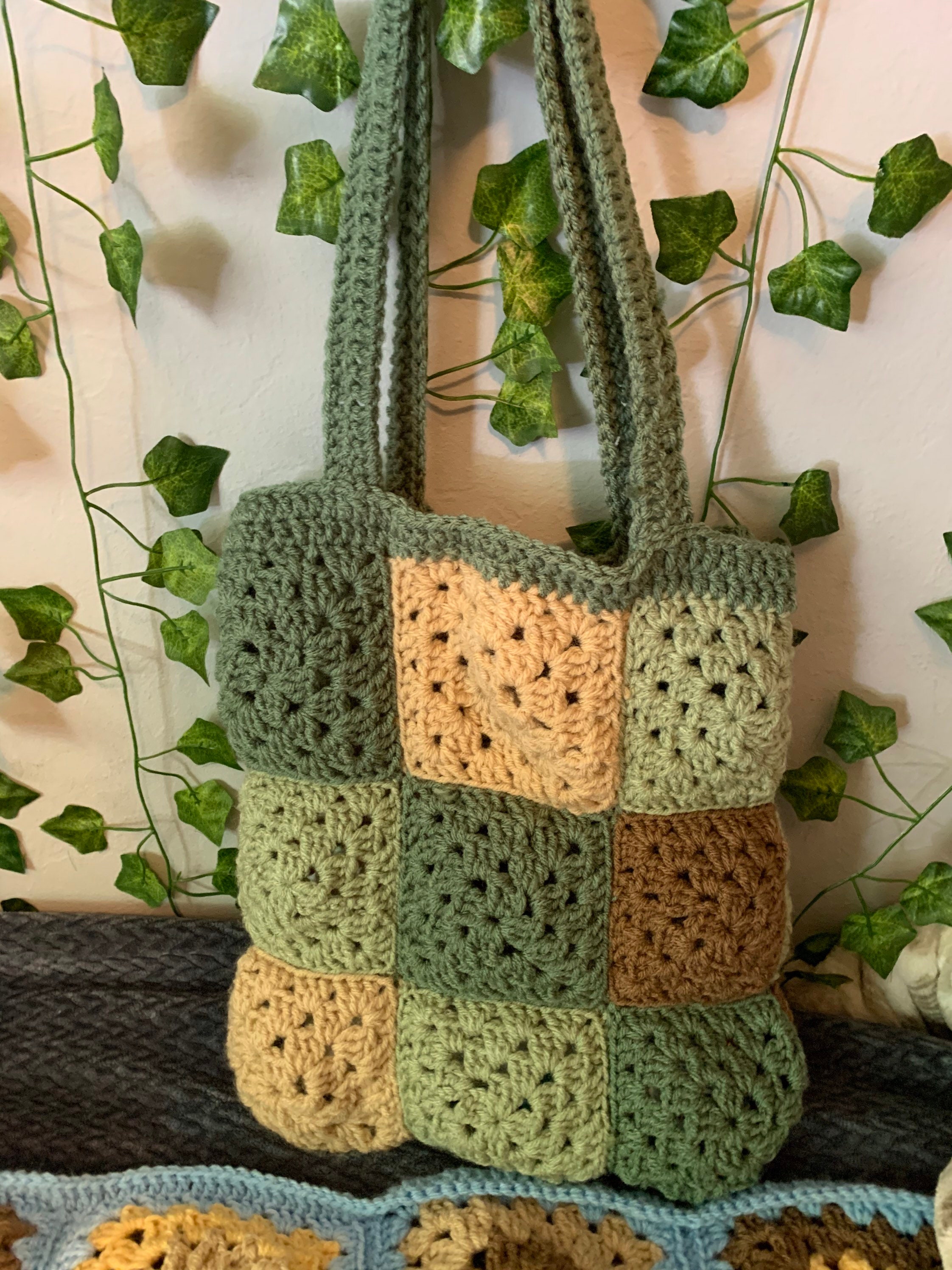 Crochet Tote Bag, Granny Square Bag, Cottage Core Bag, Tote Bag