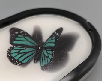 Tray | Key holder | Ring bowl | elongated oval | Resin | glitter | Butterflies | Minimalistic | Aesthetics | Table decoration | B-stock