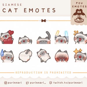 Siamese Cat Emotes Bundle of 10 [ P2U ] | Discord/Twitch/Youtube