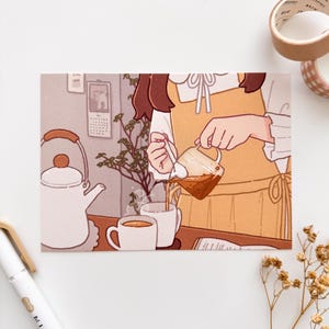 Uma xícara de chá para dois Impressão artística em estilo de cartão postal ⋮ Purinnari