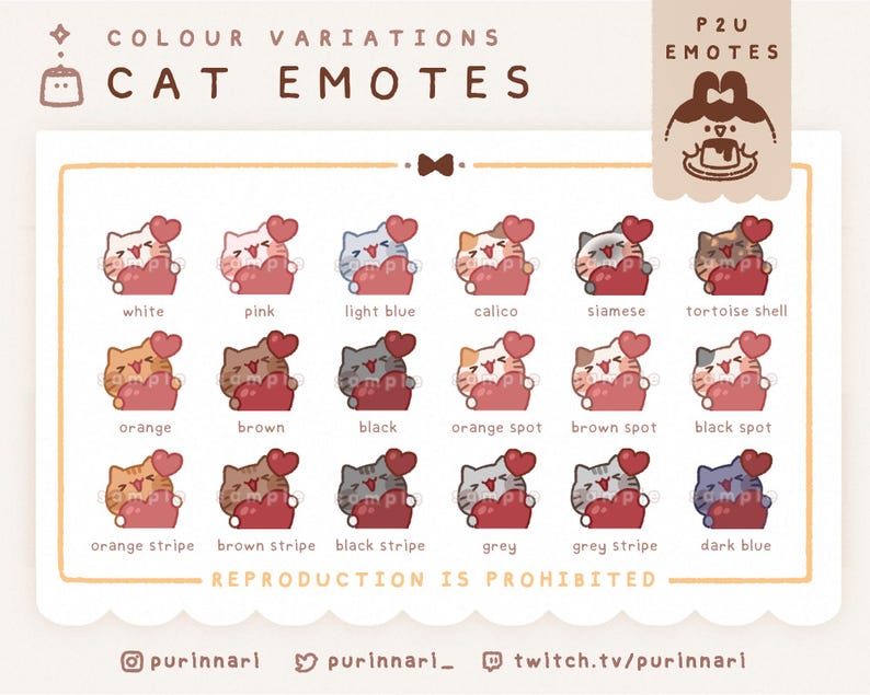 Calico Cat Emote Bundle of 10 [ P2U ] ⋮ Discord/twitch/youtube - Etsy