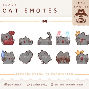 Black Cat Emotes Bundle of 10 [ P2U ] | Discord/Twitch/Youtube
