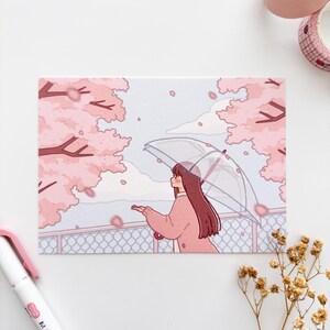 Sakura Blütenblätter im Breeze Postkarten Stil Kunstdruck