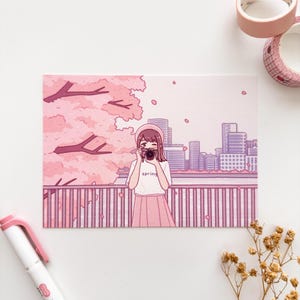 Sakura Memories Kunstdruck im Postkarten Stil