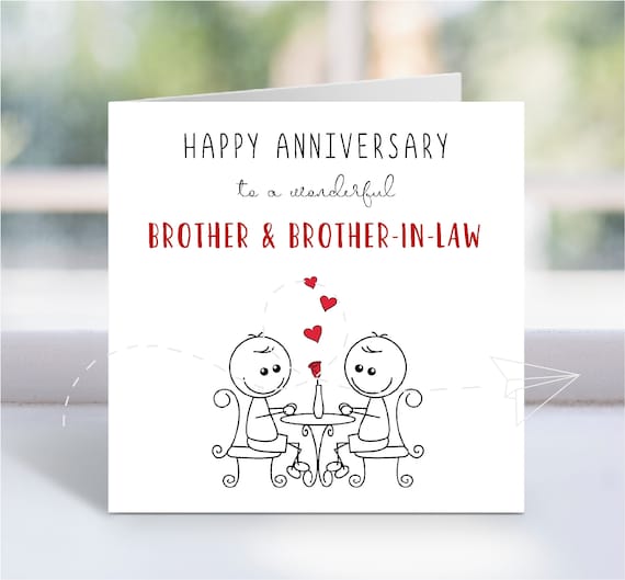 Brother & Brotherinlaw Wedding Anniversary Card 6 X Etsy
