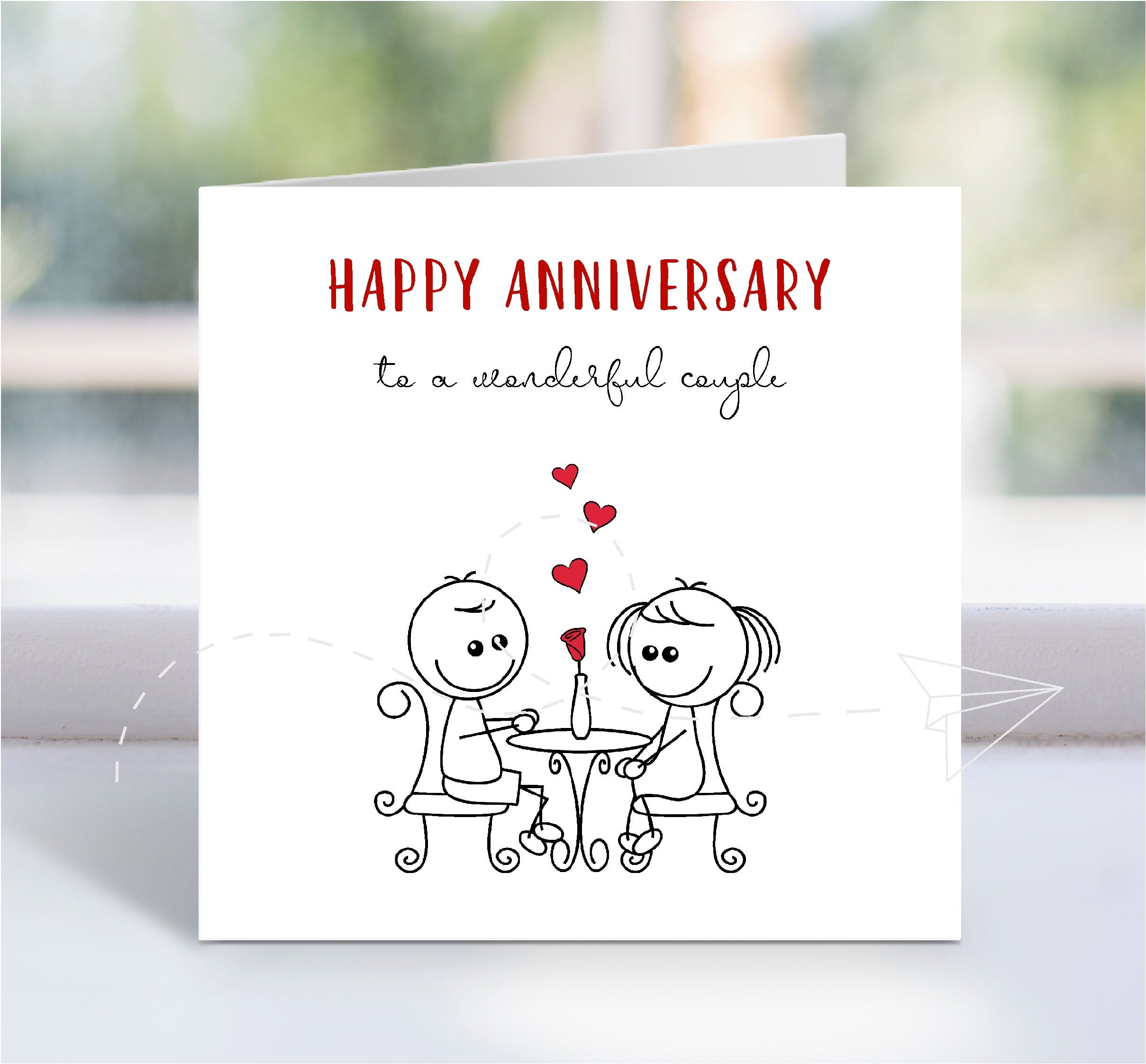 Happy Anniversary To a Wonderful Couple Wedding Anniversary Card, 6 x 6,  Blank Inside, Fun Greeting Card