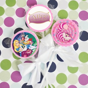 1 Dozen Alice In Wonderland Birthday Party Favors Chocolate Lollipops