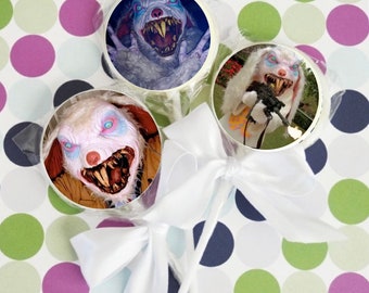 1 Dozen Customizable Edible Image Scary Mean Evil Easter Bunny Party Favors Chocolate Lollipops