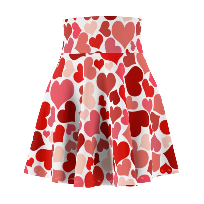 Valentines Day Heart Print Love Dinner Date Womens Custom Skater Skirt ...