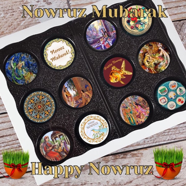 Happy Nowruz Gift Norooz Persian New Year Dipped Chocolate Covered Sandwich Cookie Gift Box Dozen Oreos